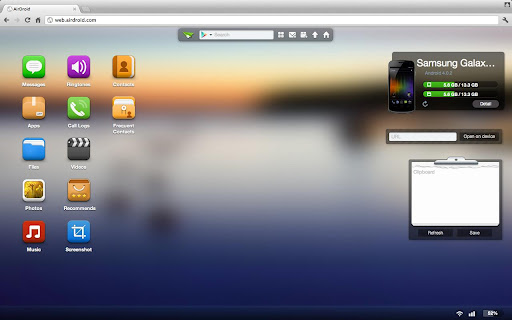Escritorio de control desde un navegador con la aplicación AirDroid